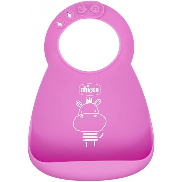 Bavaglino Pappa Chicco Rigido Con Tasca Rosa