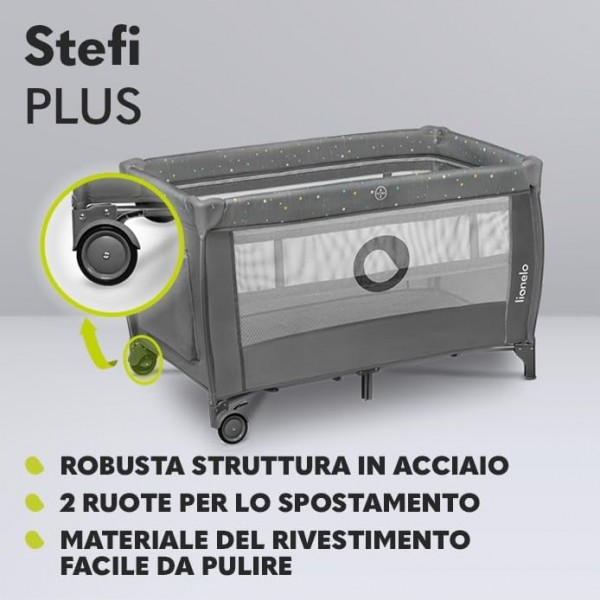 Lionelo Stefi Plus Box / Lettino da viaggio Pieghevole 2 liveli 0-3 anni Grey Multicolor