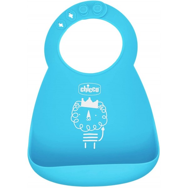 Bavaglino Pappa Chicco Rigido Con Tasca Blu