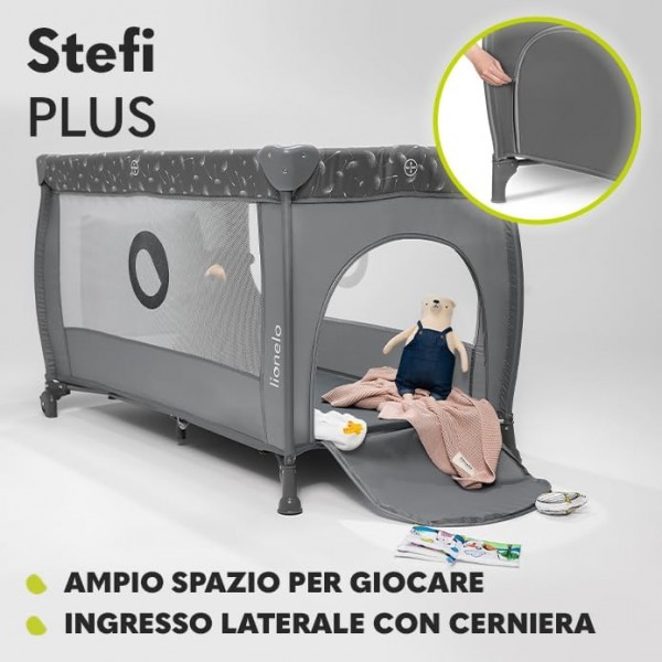 Lionelo Stefi Plus Box / Lettino da viaggio Pieghevole 2 liveli 0-3 anni Grey Multicolor