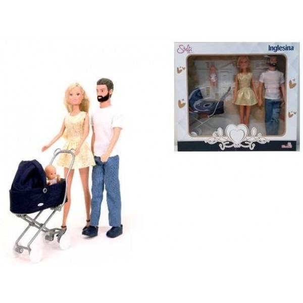 Set Bambole Simba Inglesina Steffi Love Famiglia con Carrozzina
