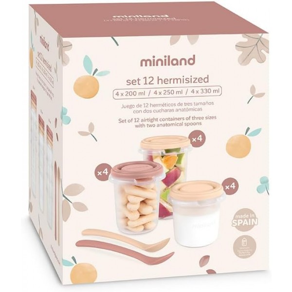 Miniland Set Valencia da 12 Contenitori Ermetici (200, 250 e 330ml)