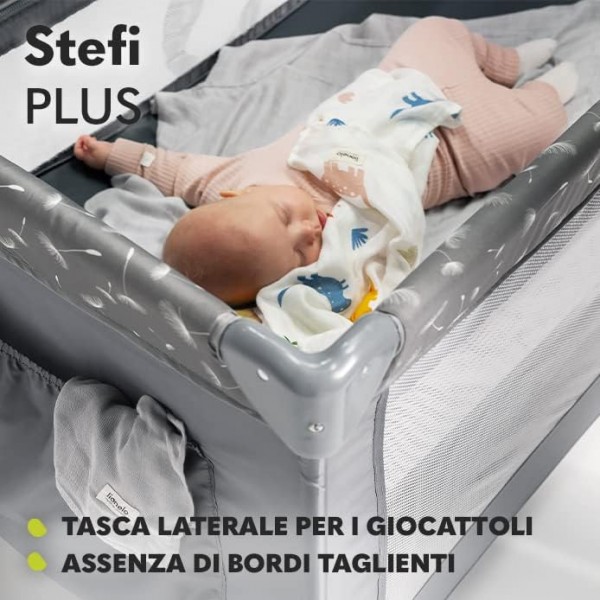 Lionelo Stefi Plus Box / Lettino da viaggio Pieghevole 2 liveli 0-3 anni Grey Multicolor