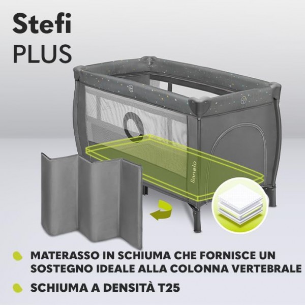 Lionelo Stefi Plus Box / Lettino da viaggio Pieghevole 2 liveli 0-3 anni Grey Multicolor