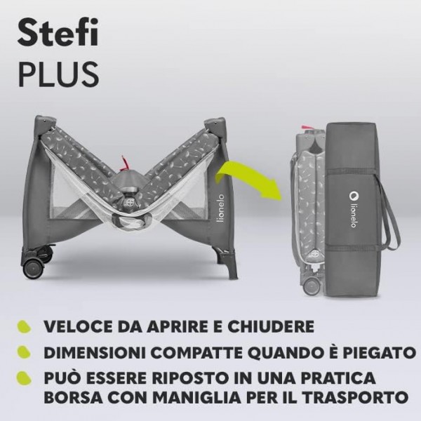 Lionelo Stefi Plus Box / Lettino da viaggio pieghevole 2 liveli 0-3 anni Grey White