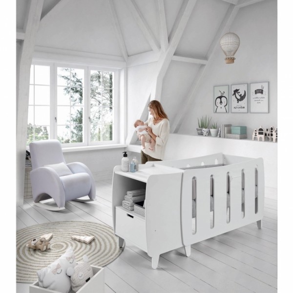 Lettino Trasformabile Micuna Harmony Galaxy Bianco Grigio