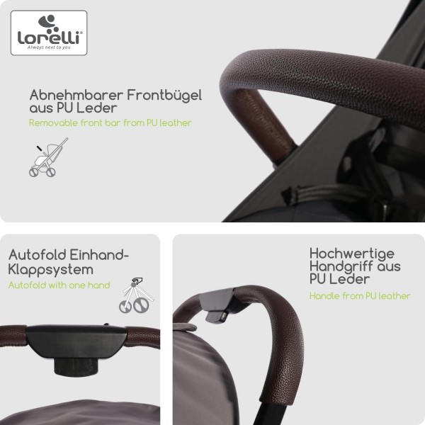 Lorelli Passeggino leggero Minori Grey Jasper con Coprigambe fino a 22 kg
