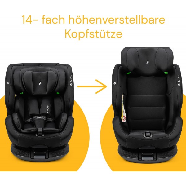 Osann One360 iSize, Seggiolino Auto Girevole a 360 gradi, 40-150cm–All Black 