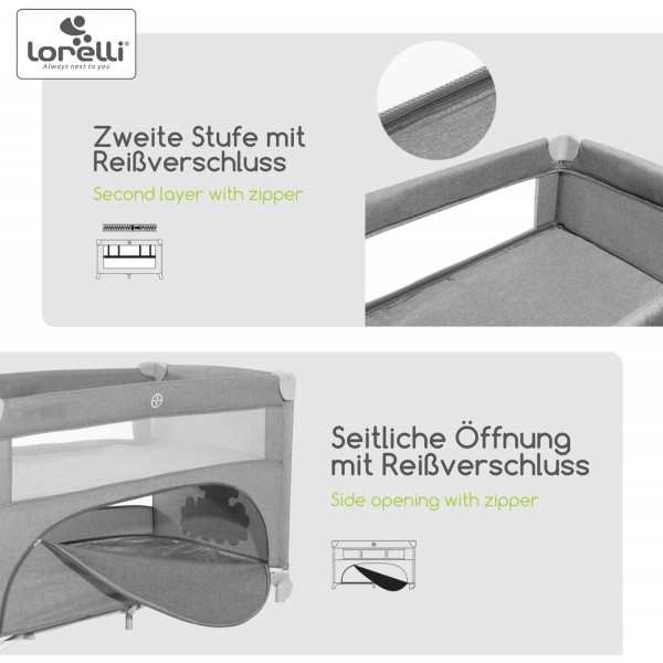 Lettino da Viaggio Co-Sleeping Lorelli UP and DOWN Cool Grey