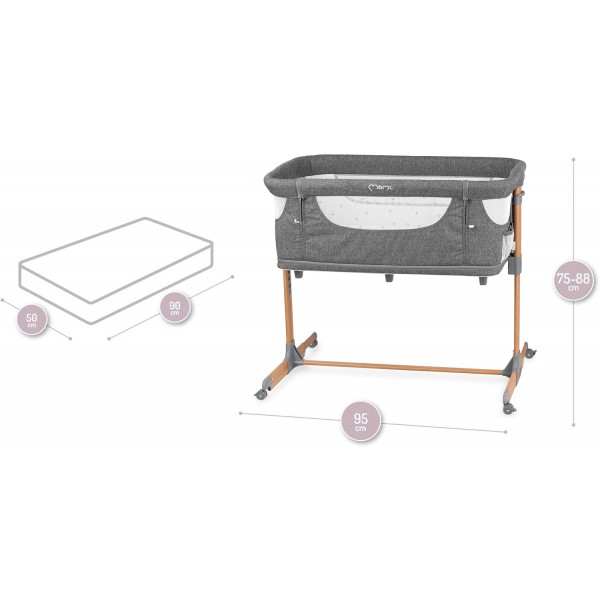 Culla Co-Sleeping MoMi Smart Bed Grigio