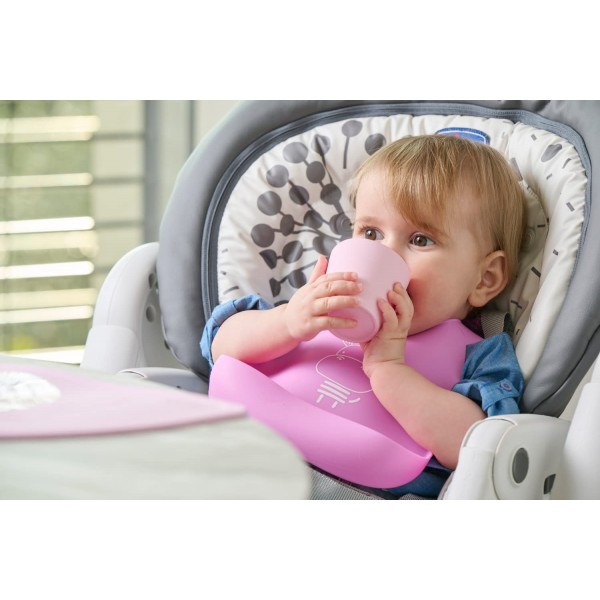 Bavaglino Pappa Chicco Rigido Con Tasca Rosa