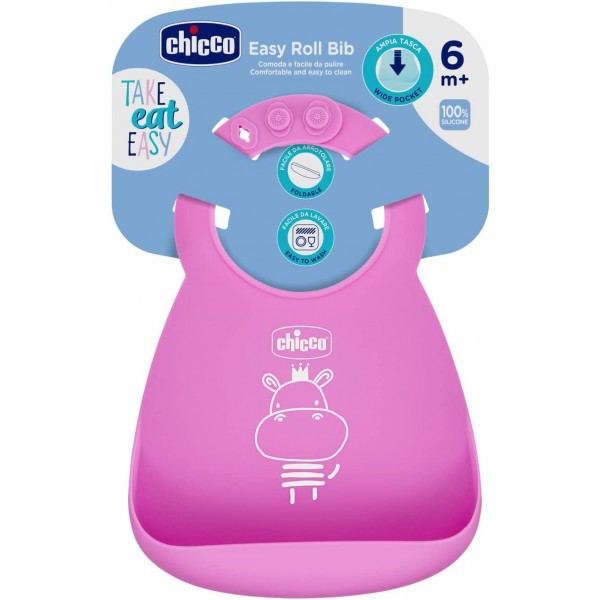 Bavaglino Pappa Chicco Rigido Con Tasca Rosa