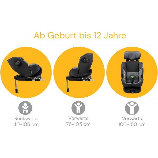 OSANN - Seggiolino auto One360 Isofix rotante a 360° - 40-150 cm All Black