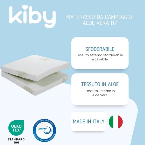 Materasso per Lettino da Campeggio Kiby in Aloe Vera H7