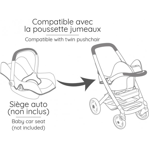 Smoby MaxiCosi Passeggino Gemellare Rosa per Bambole