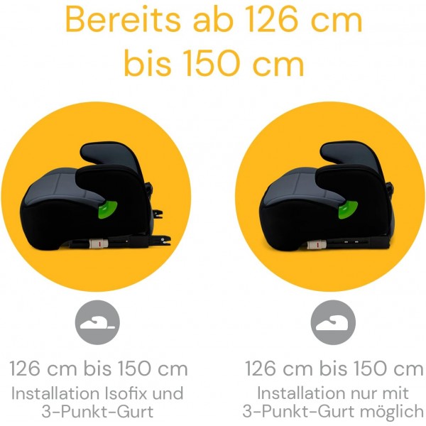Osann Seggiolino di rialzo Junior Isofix Gurtfix i-Size da 7 anni a 12 anni (126 cm - 150 cm) Nero
