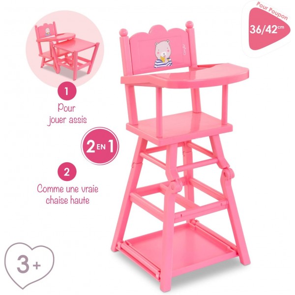 Seggiolone per Bambole Corolle 2 in 1 Rosa