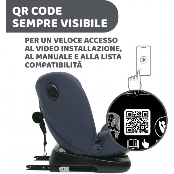 Seggiolino Auto Chicco Unico Evo Isofix i-Size Girevole 360 e Reclinabile India Ink (40-150 cm)