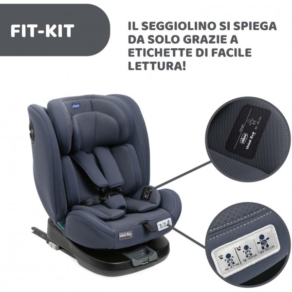 Seggiolino Auto Chicco Unico Evo Isofix i-Size Girevole 360 e Reclinabile India Ink (40-150 cm)