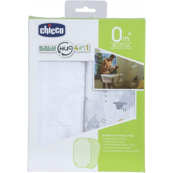 Set Lenzuola per Culla Chicco Baby Hug Grey Sheep 2pz