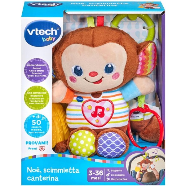 VTech Noè Scimmietta Canterina 50 Melodie, Frasi e Suoni, Lingua Italiana, 3-36 Mesi 