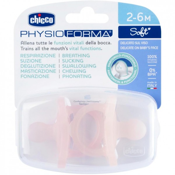 Gommotto Chicco PhysioForma Soft Silicone 2-6m Rosa 2Pz