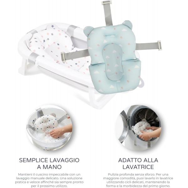 MS Cuscino Riduttore per Vasca Pieghevole Celeste
