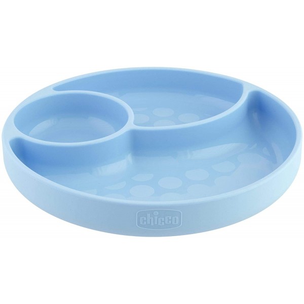 Piatto Chicco in Silicone con Ventosa Azzurro