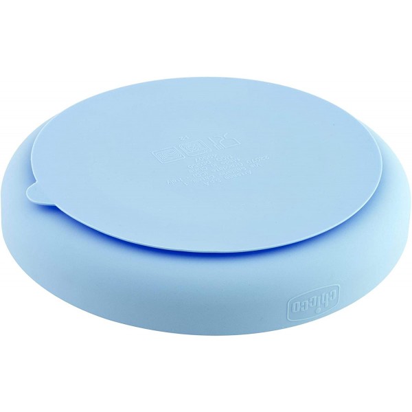 Piatto Chicco in Silicone con Ventosa Azzurro