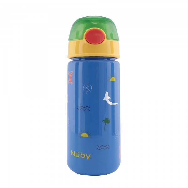 Boraccia a pressione con canuccia morbida e design da surf - 540 ml - azzurro