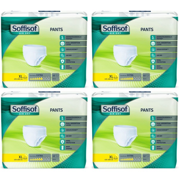 Kit Mutande Assorbenti Soffisof Air Dry Pants 7 XL 135-160 cm (4 Pacchi da 12 pz)