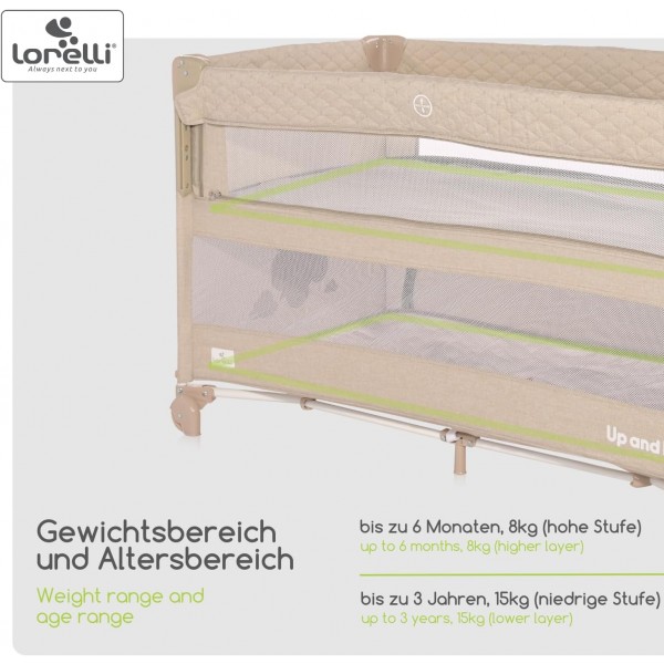 Lettino da Viaggio Co-Sleeping Lorelli UP and DOWN Fog Beige