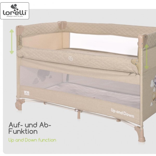 Lettino da Viaggio Co-Sleeping Lorelli UP and DOWN Fog Beige