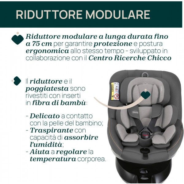 Seggiolino Auto Chicco Seat105 i-Size 360° Isofix Glam Grey (40-105 cm)