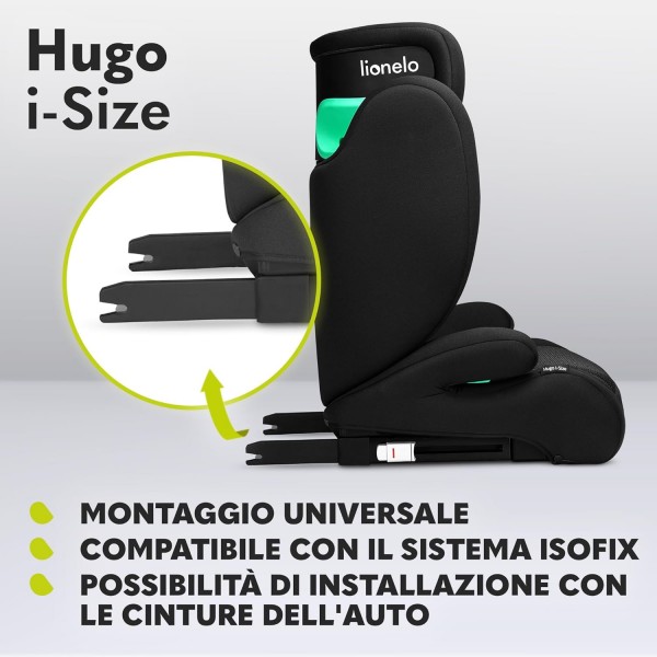 Lionelo Hugo I-size Seggiolino Auto ISOFIX 100-150 cm Black Carbon
