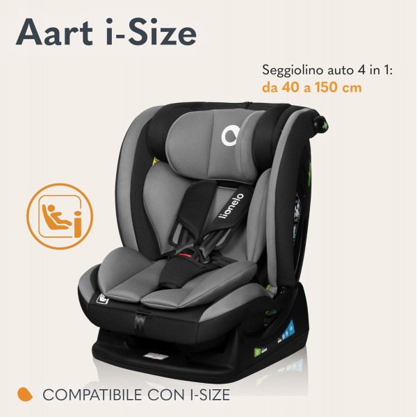 LIONELO AART I-SIZE Seggiolino Auto per Bambini 40-150 cm Grey Graphite