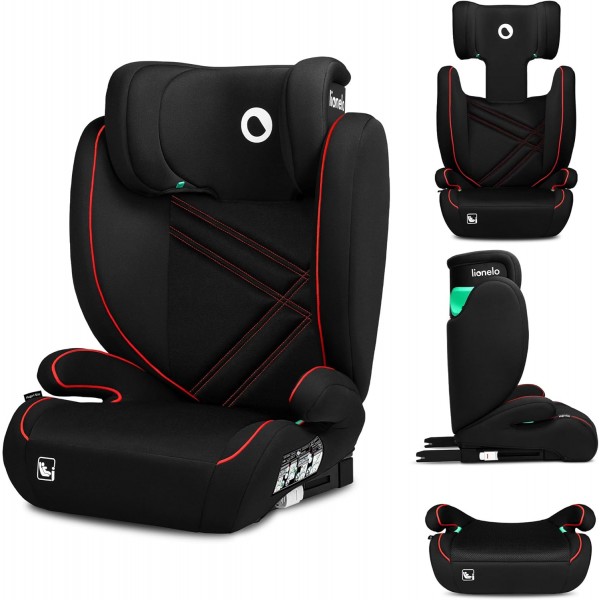 Lionelo Hugo I-Size Seggiolino Auto ISOFIX Sporty Black Red 100-150 cm
