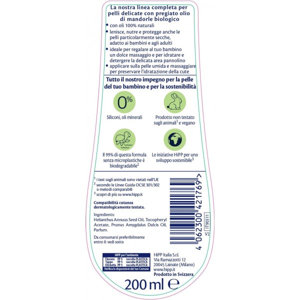 Olio Nutriente Hipp Pelli Sensibili 200 ml
