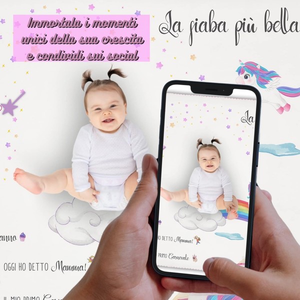 ANDY & HELEN Coperta Segna Mesi Neonato-Unicorno