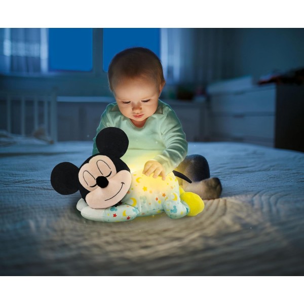 Clementoni Baby Mickey Peluche Riproduce Rumori Bianchi e Battito del Cuore con Cromoterapia