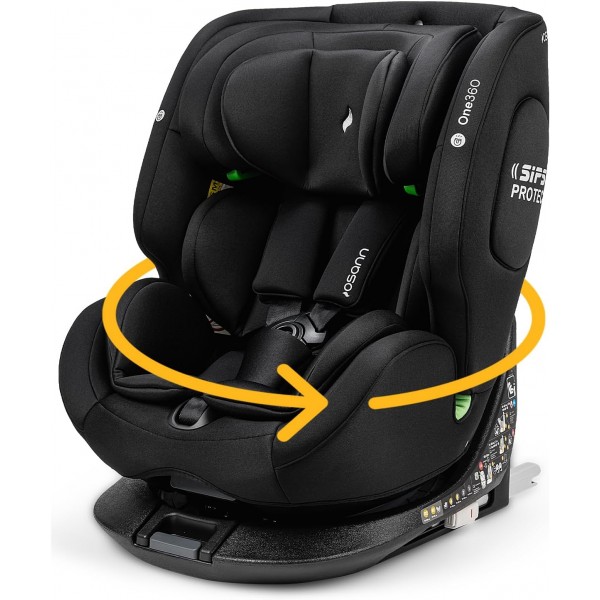 Osann One360 iSize, Seggiolino Auto Girevole a 360 gradi, 40-150cm–All Black 