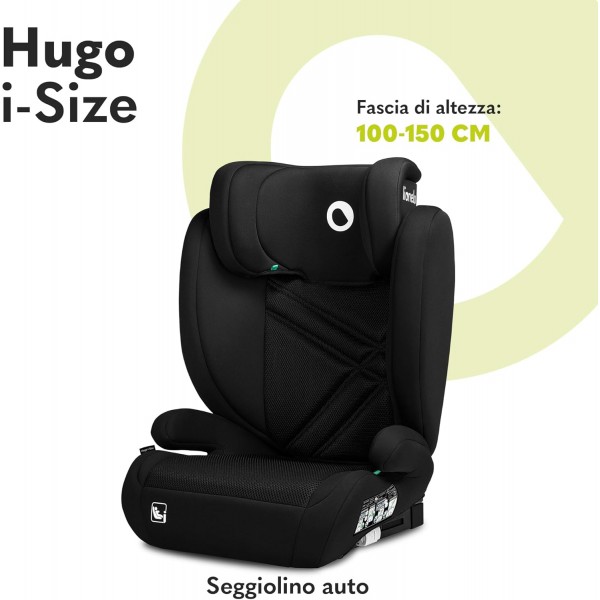 Lionelo Hugo I-size Seggiolino Auto ISOFIX 100-150 cm Black Carbon