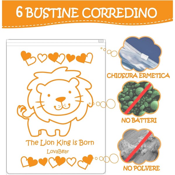 Bustine Corredino Ospedale Lovabear Leone Arancio 7 pz.