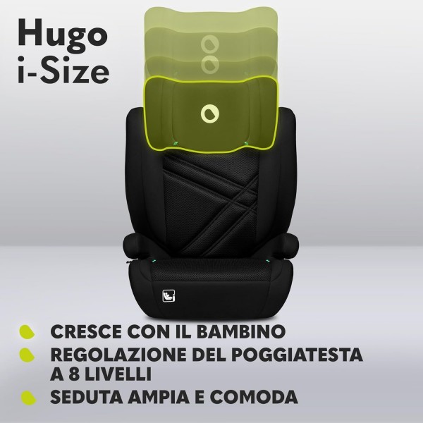 Lionelo Hugo I-size Seggiolino Auto ISOFIX 100-150 cm Black Carbon