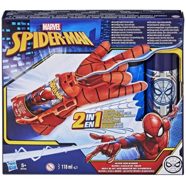 Guanto Hasbro Marvel Spiderman Spararagnatele 2 in 1 Acqua e Ragnatele
