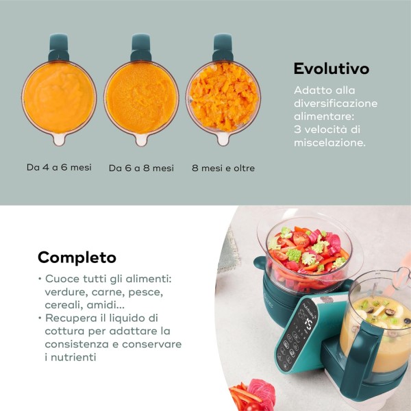 Babymoov Nutribaby + Cuocipappa Multifunzione 6 in1 Opal Green 