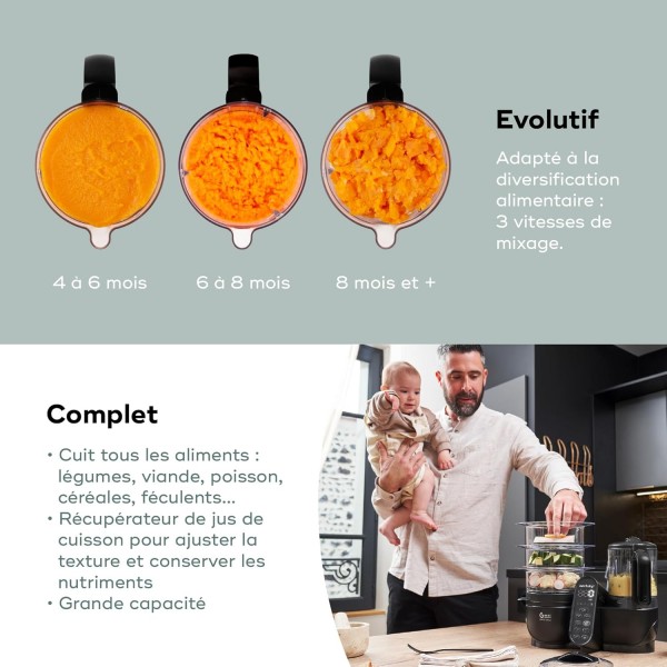 Babymoov Cuocipappa per bambini Nutribaby (+) XL Mineral Black