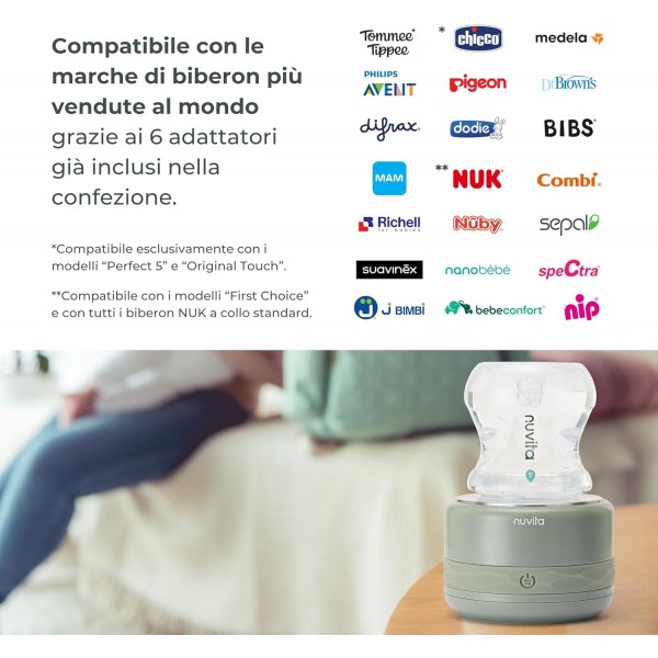 Nuvita Warm70 Scaldabiberon Portatile Senza Fili 70&deg;C &ndash; Ricaricabile USB
