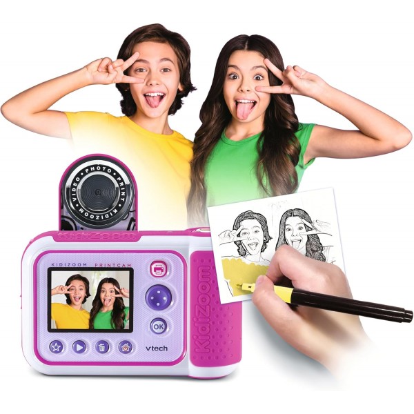 VTech Kidizoom Printcam Rosa-Macchina Fotografica per Bambin