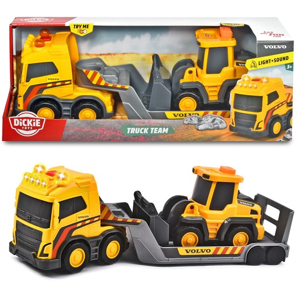 Camion con Rimorchio Escavatore Dickie Toys by Simba Volvo Truck Team